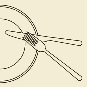 Plate, knife and fork Stock Illustration