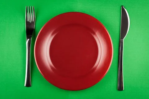 Plate with knife and fork Stock Photos