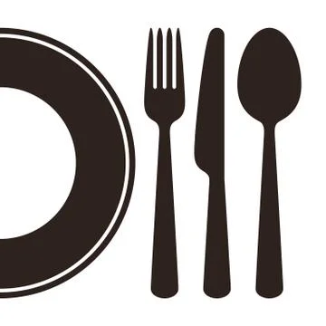 Plate, knife, fork and spoon Stock Illustration