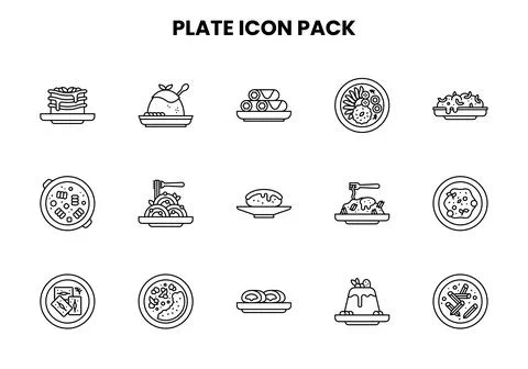 Plate Line Scalable Icons Pack Stock Illustration