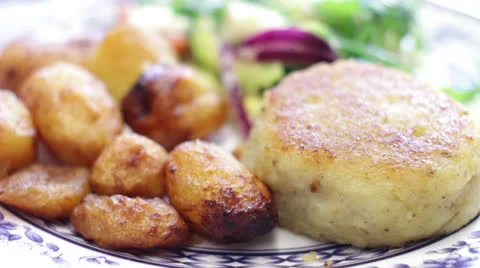 Plate with Lunch on White Close Up Stock Footage 23726496