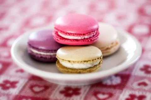 Plate of macarons Stock Photos