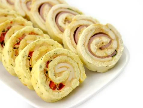 Plate of many mini bite size sandwich appetizers Stock Photos