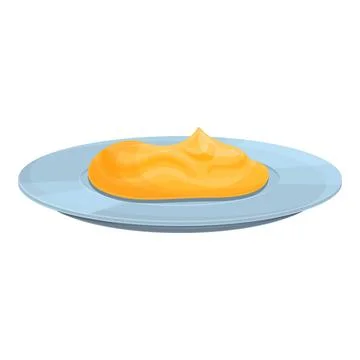 Plate mashed potatoes icon, cartoon style Stock Illustration