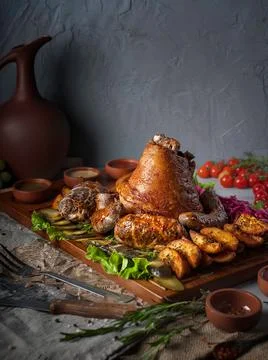 Plate of meat set 스톡 사진