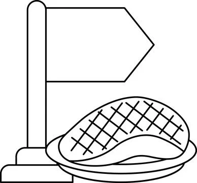 A plate of meat is on a table next to a flag Stock Illustration
