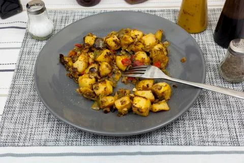 Plate of mediterranean vegetables on the dinner table Stock Photos