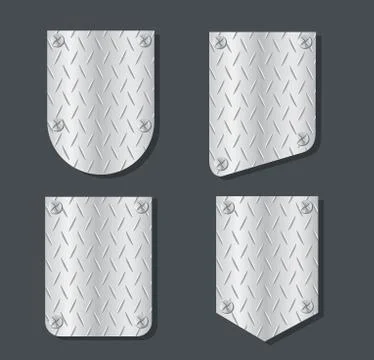 Plate metal buttons set vector illustration Stock Illustration