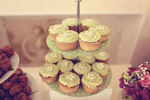 Plate with muffins Stock Photos