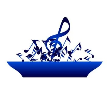 Plate with music notes Stock Illustration