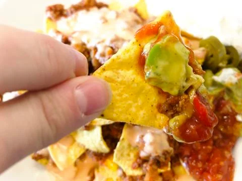 A plate of nachos. Stock Photos