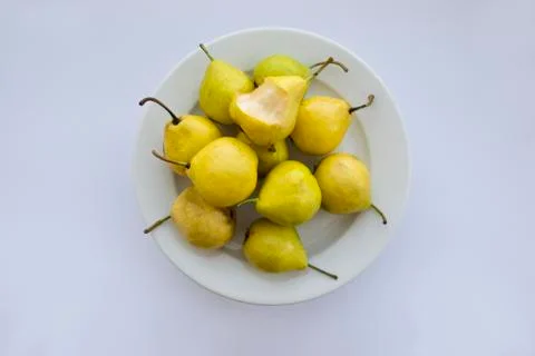A plate of natural pears Stock Photos