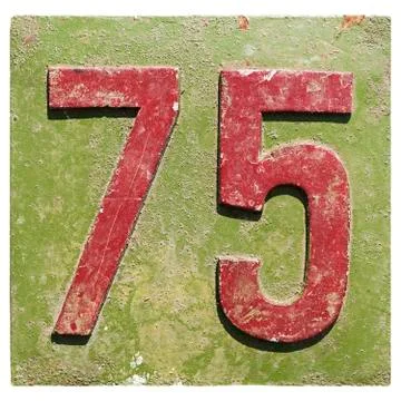 Plate with a number 75 Foto stock