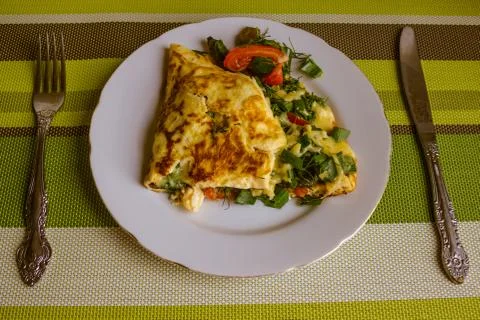 Plate with an omelette. Stock Photos