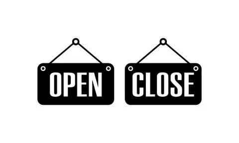 Plate open close icon. Shop sign on isolated white background. EPS 10 vector. Stock Illustration