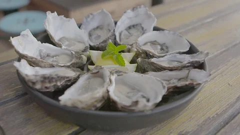 Plate of oysters 스톡 동영상 74095276