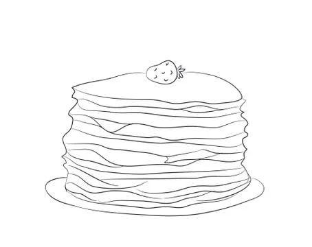 A plate of pancakes. lines, vector Illustrazione stock