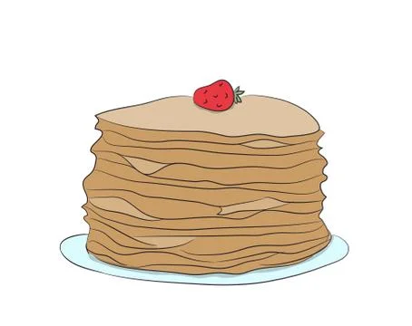 Plate with pancakes, vector Stock Illustration