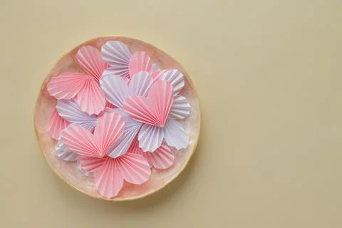 Plate with paper hearts Stock Photos