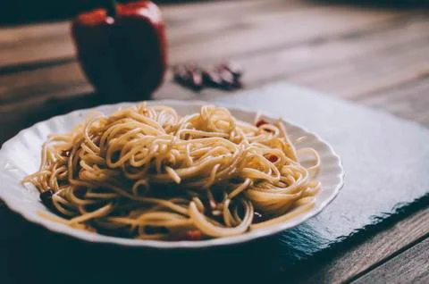 Plate With Pasta Stock Photos