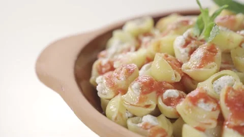 A plate of pasta with vegetables 01 Stock Footage 166947173
