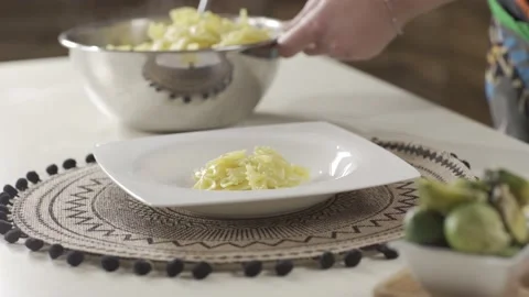 A plate of pasta with vegetables 03 Stock Footage 166947049
