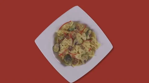 A plate of pasta with vegetables Stock Footage 166947086