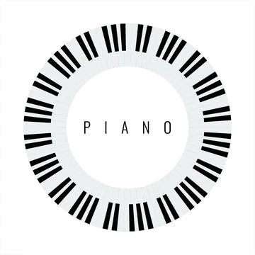 Plate piano key frame border. Piano keyboard Circle shape vector illustration. Stock Illustration