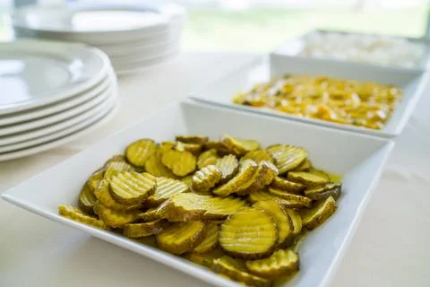 Plate with pickles on a table Stock Photos