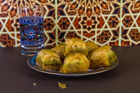 Plate piled with Baclava Stock Photos