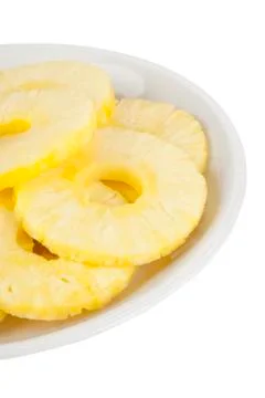 Plate of pineapple slices Stock Photos