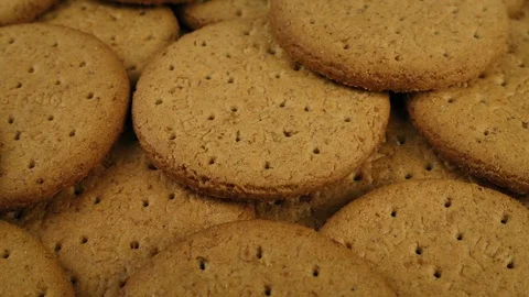 Plate Of Plain Digestive Biscuits Stock Footage 91837939