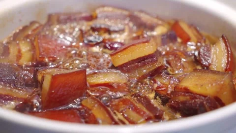 Plate with pork meat Stock Footage 314908871