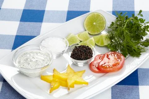 Plate of prepared trimming Stock Photos