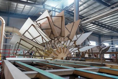 Plate processing machinery and equipment are located in a factory in North .. Stock Photos
