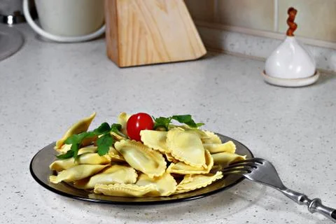 Plate of ravioli Stock Photos