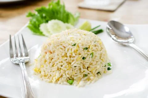 A plate of rice with vegetables. selective focus. Stock Photos