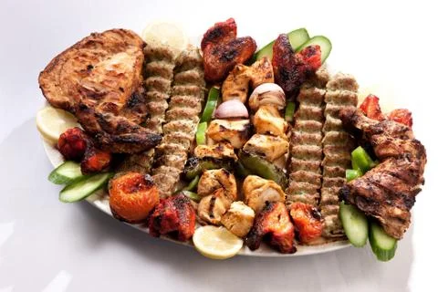 Plate of roasted meat Stock Photos