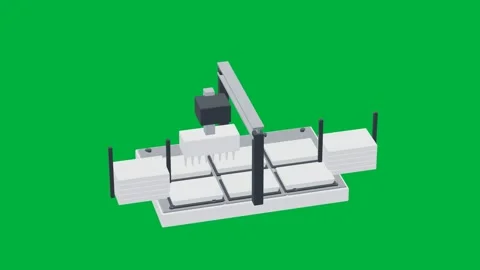 Plate robot biotech 3d loop green screen Stock Footage 343073727