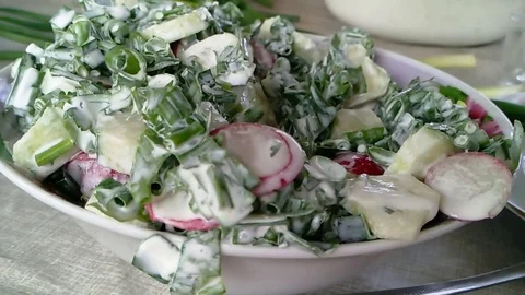 Plate with salad Stock Footage 75468132