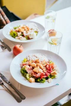 Plate of salad with ham Stock Photos