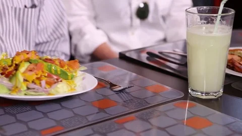 Plate with salmon salad Stock Footage 77046135