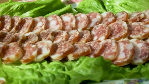 A plate of sausage Vídeo Stock 150903035