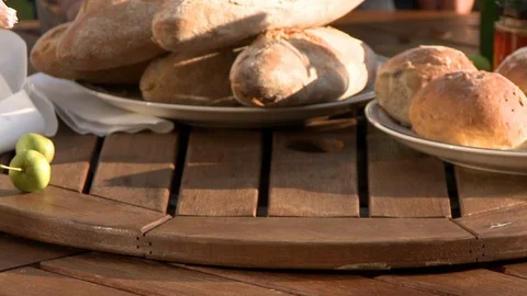 Plate of Sausages Placed In Front Of Bread Stock Footage 115783026