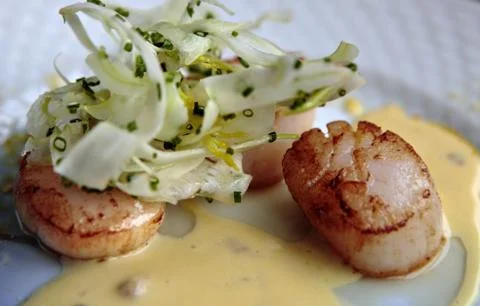 Plate of scallops Foto stock