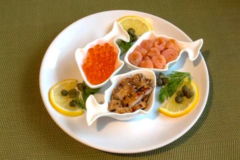A plate of seafood. Stock Photos