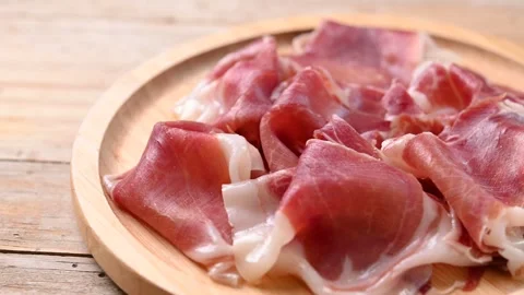 Plate of serrano ham Видео 342940871