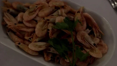A plate of shrimp Stock Footage 80213143
