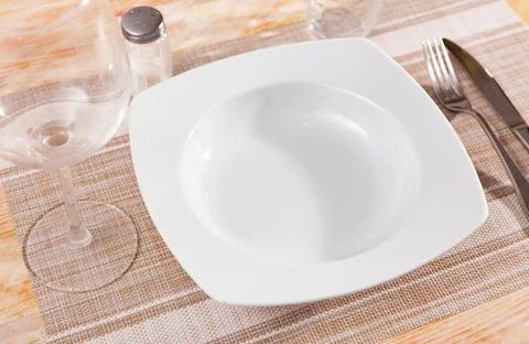 Plate with silverware, nothing served Stock Photos