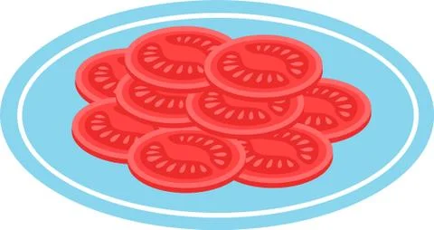 Plate with sliced tomatoes. Vector illustration. Stock Illustration